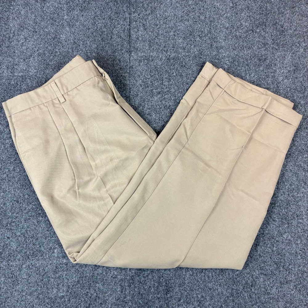 Bolle Golf Mens Pleated Khaki‎ Trousers Tan Size 40 Cuffed Casual Pants